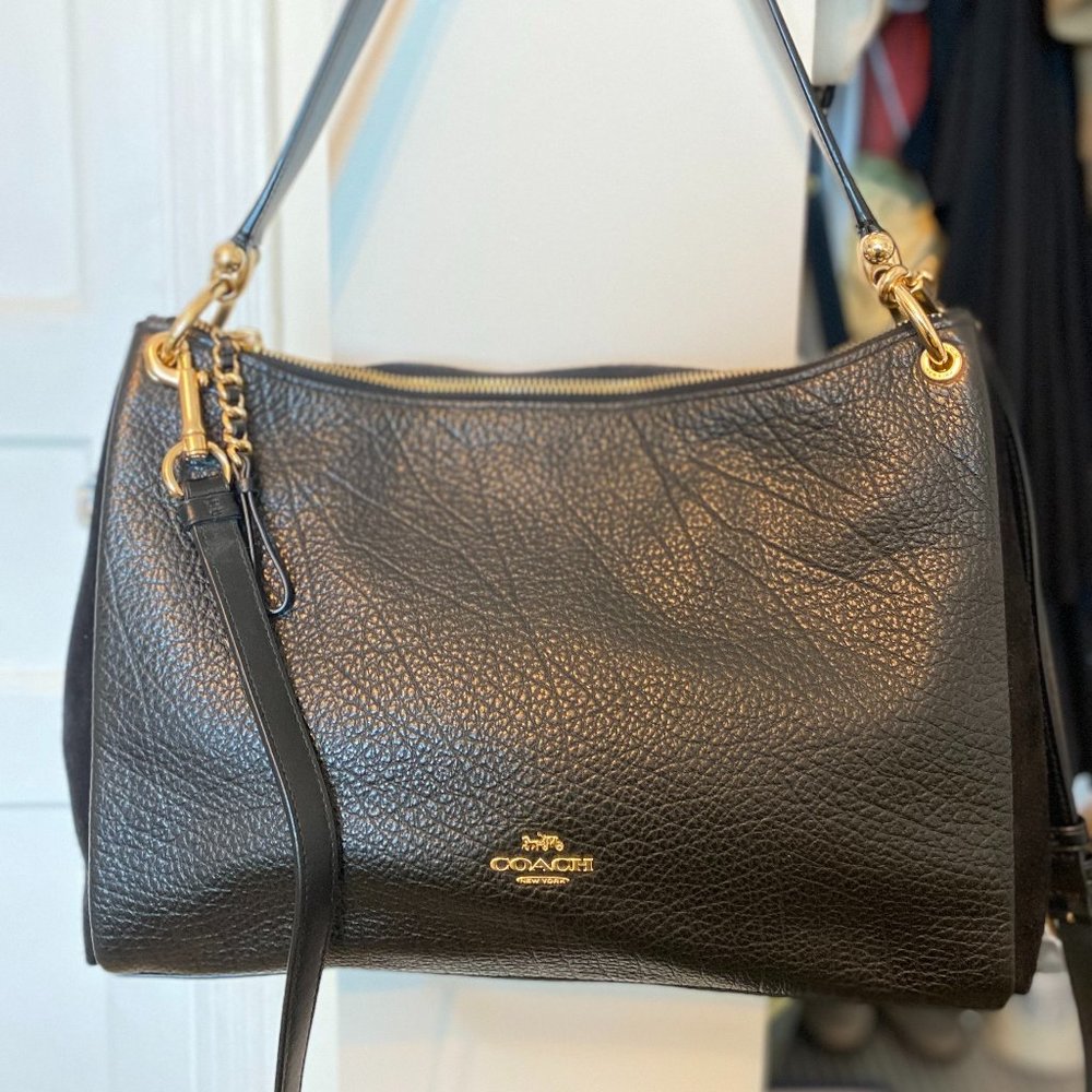 Coach black pebble leather and suede (sides) shoulder/crossbody bag